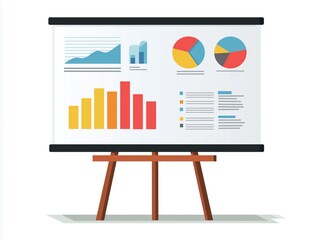 Poster - Flat vector digital chart board on easel, business presentation concept, white background