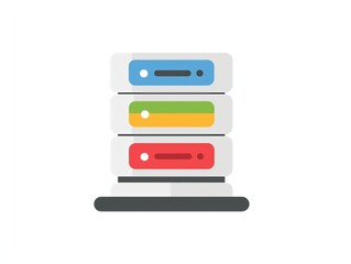 Poster - Flat vector minimalist server icon with loading bar, data center theme, white background