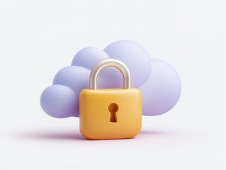 Poster - Flat vector of a secure file transfer icon with lock and cloud, white background