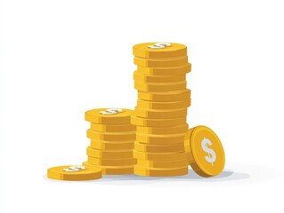 Poster - Flat vector stack of coins and dollar sign, minimal financial illustration, white background