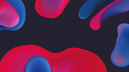 Poster - Abstract Fluid Shapes: Dynamic interplay of vibrant red and blue organic shapes against a dark background. A visually striking and modern abstract design.