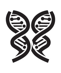 dna flat genetic icon vector flat black trendy style vector on white background.