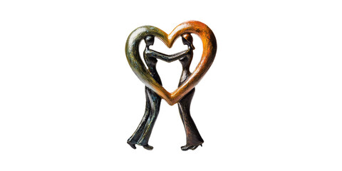 Poster - Abstract Couple Sculpture Forming Heart Shape. Symbol Of Love And Connection In Artistic Design Isolated On Transparent Background