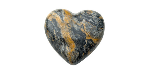 Poster - Heart-Shaped Polished Stone With Natural Patterns. Symbol Of Love And Earthly Connection Isolated On Transparent Background