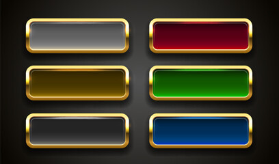 Wall Mural - Light button, frame label, event bar casino, gold buttons with color. Vector illustration
