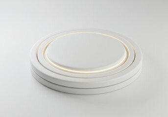 Poster - 3D Illustration of White round podium with light ring isolated on white background