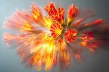 Wall Mural - vibrant orange flowers explode in a burst of motion, creating a dynamic and energetic floral composi