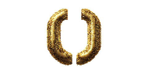 Poster - Golden Pixelated Parenthesis Symbol. Digital Art And Modern Design Concept Isolated On Transparent Background