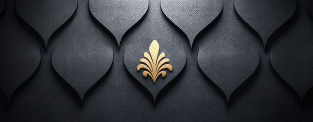 Aufkleber - Textured dark background with elegant geometric shapes and central golden flourish motif design.
