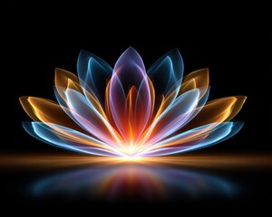 Fototapete - Glowing Colorful Lotus Flower Abstract Art Design Illustration Perfect for spiritual meditation yoga or wellness themes