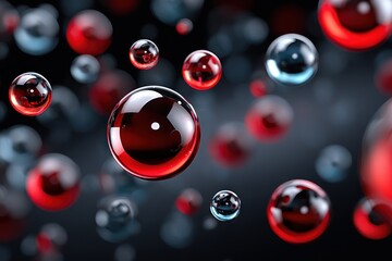 Aufkleber - Abstract Background Red and Blue Spheres Floating in Dark Space  3D Render