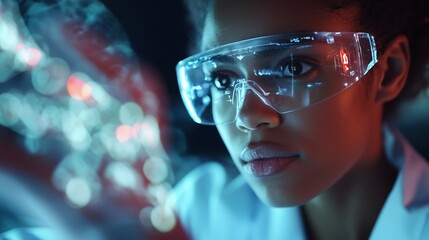 Poster - Scientist conducts research in a modern laboratory focusing on new technology and innovative solutions