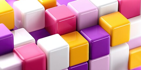 Aufkleber - A colorful arrangement of stacked cubes in various shades creates a playful and dimensional background design.