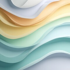 Poster - Abstract layered paper design with soft pastel colors creating a gentle wave effect, perfect for backgrounds in modern and creative projects.