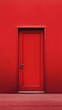 © HISTOCK - Closed red door set within a red wall, creating a minimalist architectural statement