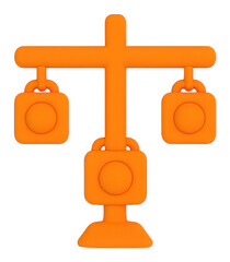 Poster - PNG Orange 3D Render of a Simple Balance Scale On Transparent Background
