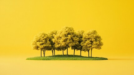 Aufkleber - Yellow trees covering verdant meadow