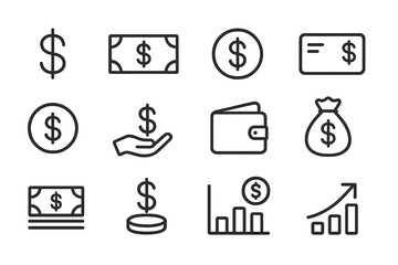 Poster - Modern vector illustration of currency symbols, financial items, and banking activities for digital design projects
