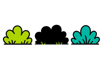 Poster - Vector illustration of stylized bushes in three contrasting colors representing nature and greenery