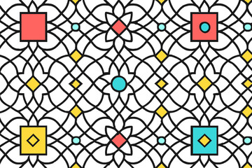 Poster - Modern vector illustration of an intricate geometric pattern with colorful shapes on a white background