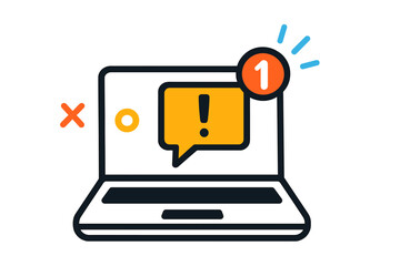 Fototapete - Notification alert displayed on a laptop screen emphasizing digital communication and online engagement