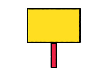 Poster - Bright yellow sign on a red pole ready for messages in a modern vector style illustration
