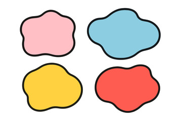 Poster - Colorful modern vector illustration of abstract shapes in four distinct colors placed on a light background