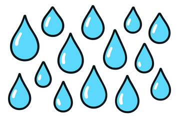 Poster - Water droplets in modern vector illustration showcasing various shapes and sizes against a clean background