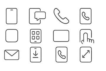 Fototapete - Modern vector icons representing communication tools and technology in a minimalist design
