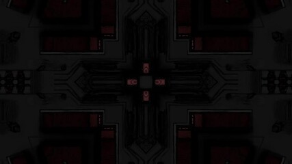 Poster - Abstract symmetrical design featuring dark tones with intricate shapes and patterns