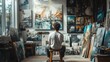 © BaniMakrufah - Artist in studio surrounded by art