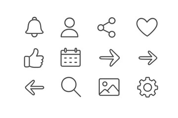 Fototapete - Modern vector illustration of various icons including notifications, social sharing, and user engagement elements