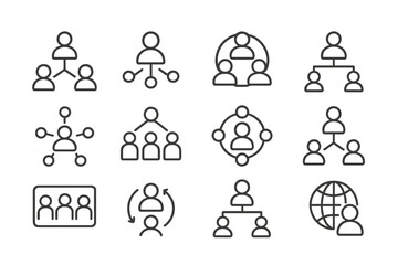 Poster - Vector illustration of diverse organizational structures and teamwork concepts in modern design elements