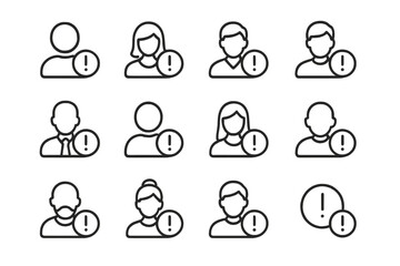 Poster - Vector illustration of diverse characters with exclamation marks, representing alertness and communication in a modern digital context
