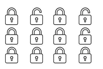 Poster - Modern vector illustration of locks depicting security and privacy concepts in a minimalist design