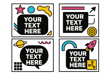 Poster - Modern vector illustrations with colorful geometric shapes and text placeholders for creative projects and design presentations