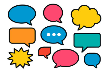 Poster - Colorful vector speech bubbles and dialogue boxes in various shapes and sizes for modern design communication
