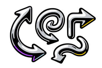 Poster - Stylized modern vector arrows in various directions illustrating dynamic movement and directionality