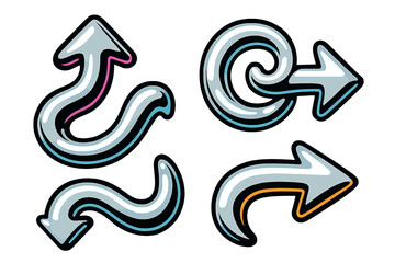  - Unique vector illustration featuring colorful arrow designs with various directions and styles in a modern, playful composition
