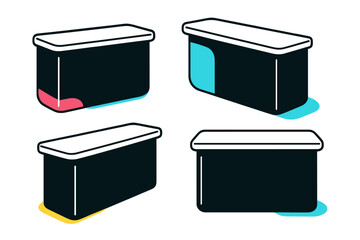 Poster - Vector illustration of modern storage containers showcasing distinct color accents and sleek design elements