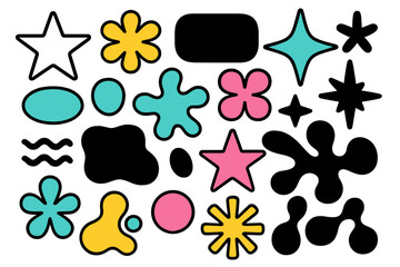 Fototapete - Modern vector illustration featuring colorful abstract shapes and designs in a playful arrangement on a white background