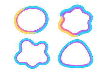 Poster - Colorful modern vector illustration of various abstract shapes with neon outlines