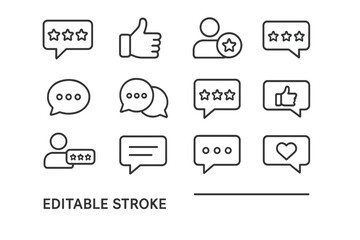 Fototapete - Vector illustrations showcasing various feedback and review icons for digital communication platforms and applications
