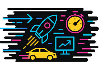 Poster - dynamic elements showcasing technology and progress in modern vector art focused on innovation and s