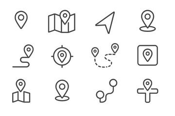 Poster - Modern vector illustration featuring various location and navigation symbols for digital maps and applications