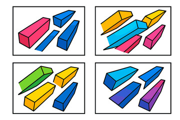 Fototapete - Colorful modern vector illustration of geometric shapes arranged creatively in various orientations and colors