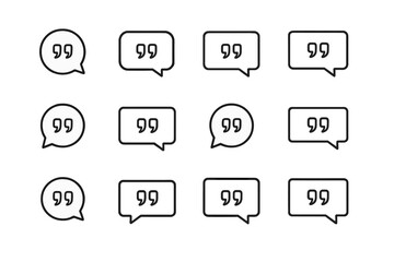 Poster - Modern vector illustration featuring a collection of speech bubble icons showcasing quotation marks in a minimalist design