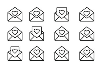 Poster - Heartfelt letter icons in modern vector style for expressing love and affection