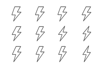 Poster - Minimalist vector illustration of lightning bolts in a repetitive pattern showcasing modern design elements