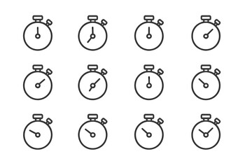 Poster - Vector illustration of various stopwatch designs arranged in a grid for sports and timing purposes